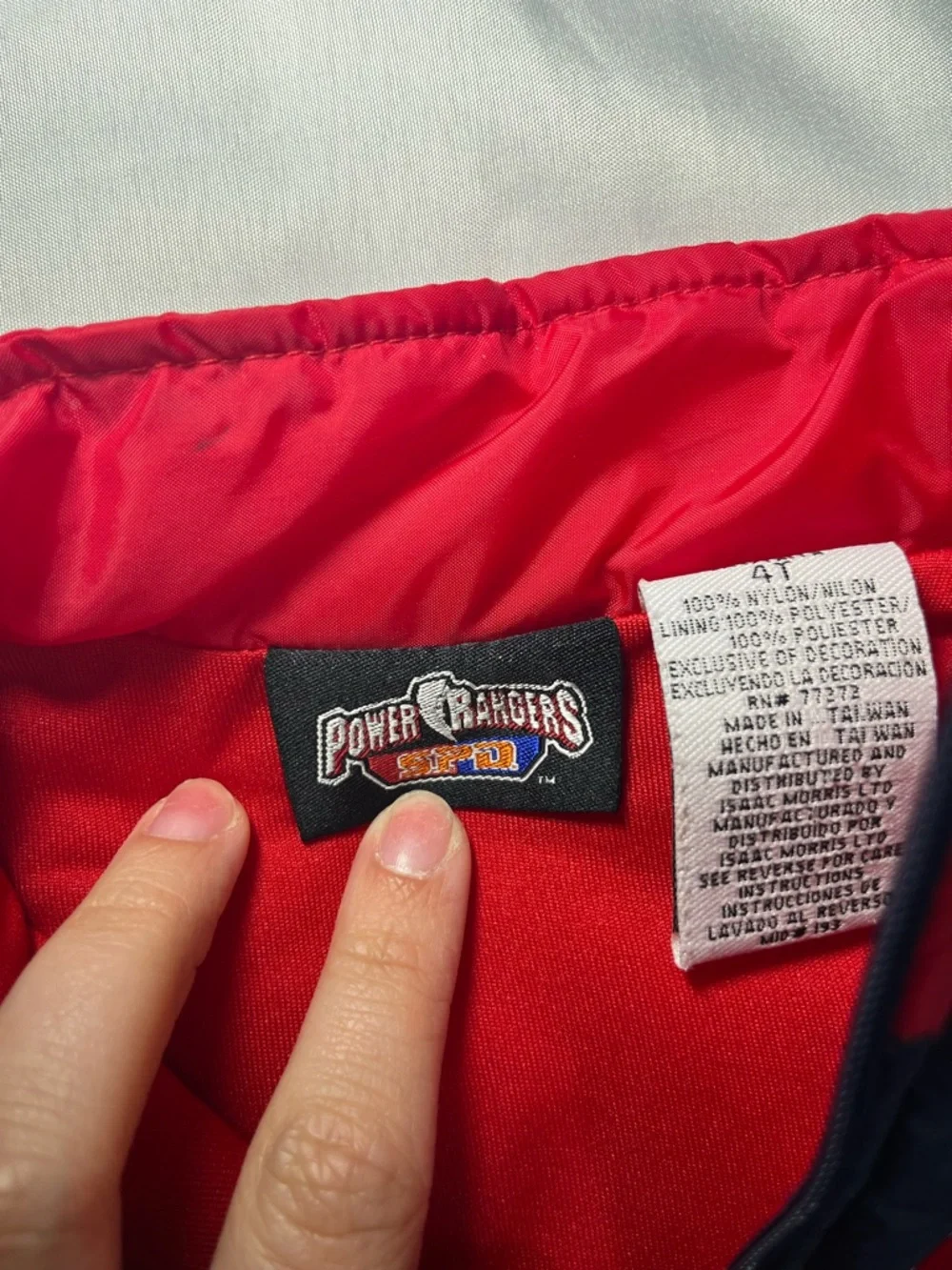 2005 Vintage Power‎ Rangers SPD Red Puffer Vest Kids 4T Patches Retro Zip Up